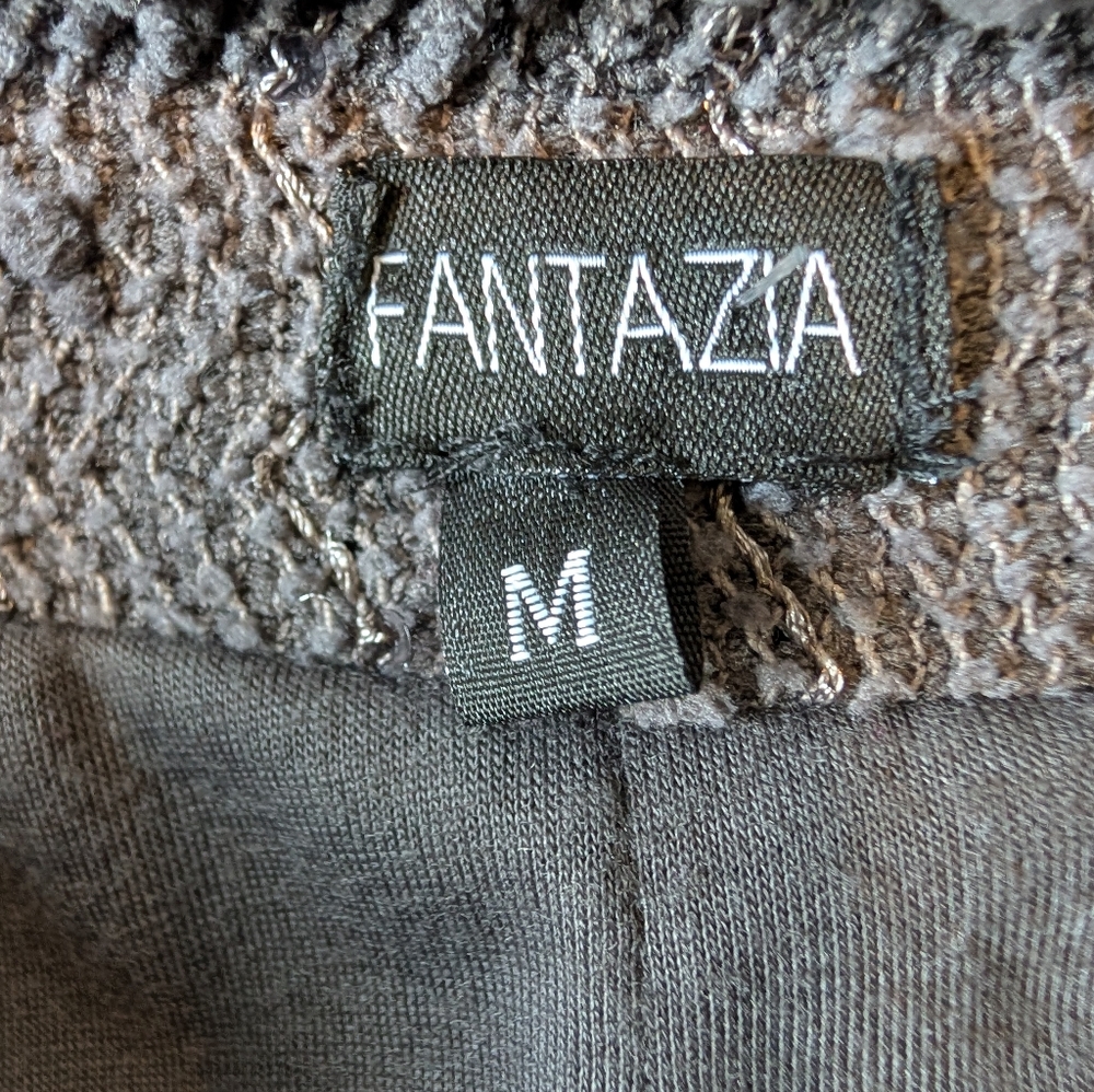 Fantazia Jacket Mixed Fabric button Front Size Medium - Picture 8 of 10